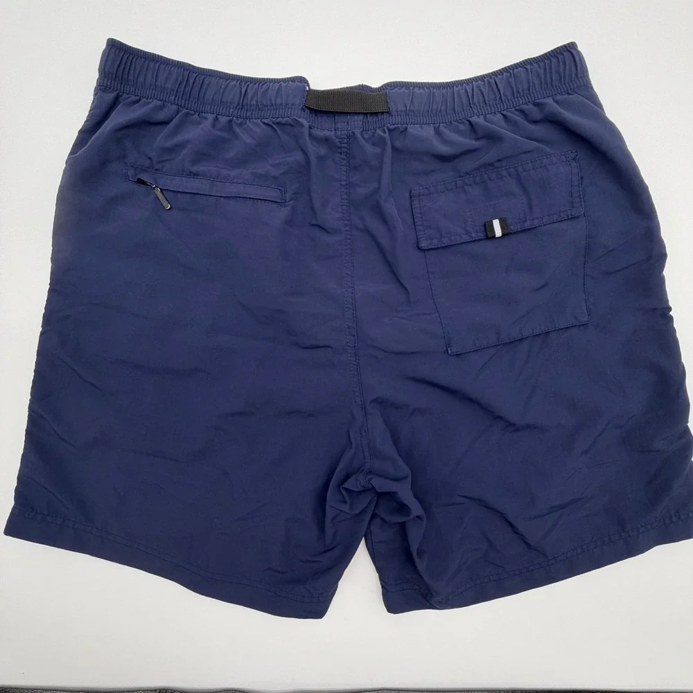 Eddie Bauer Mens Navy Blue Nylon Hiking Swim Shorts‎ Cargo Belt Size Large